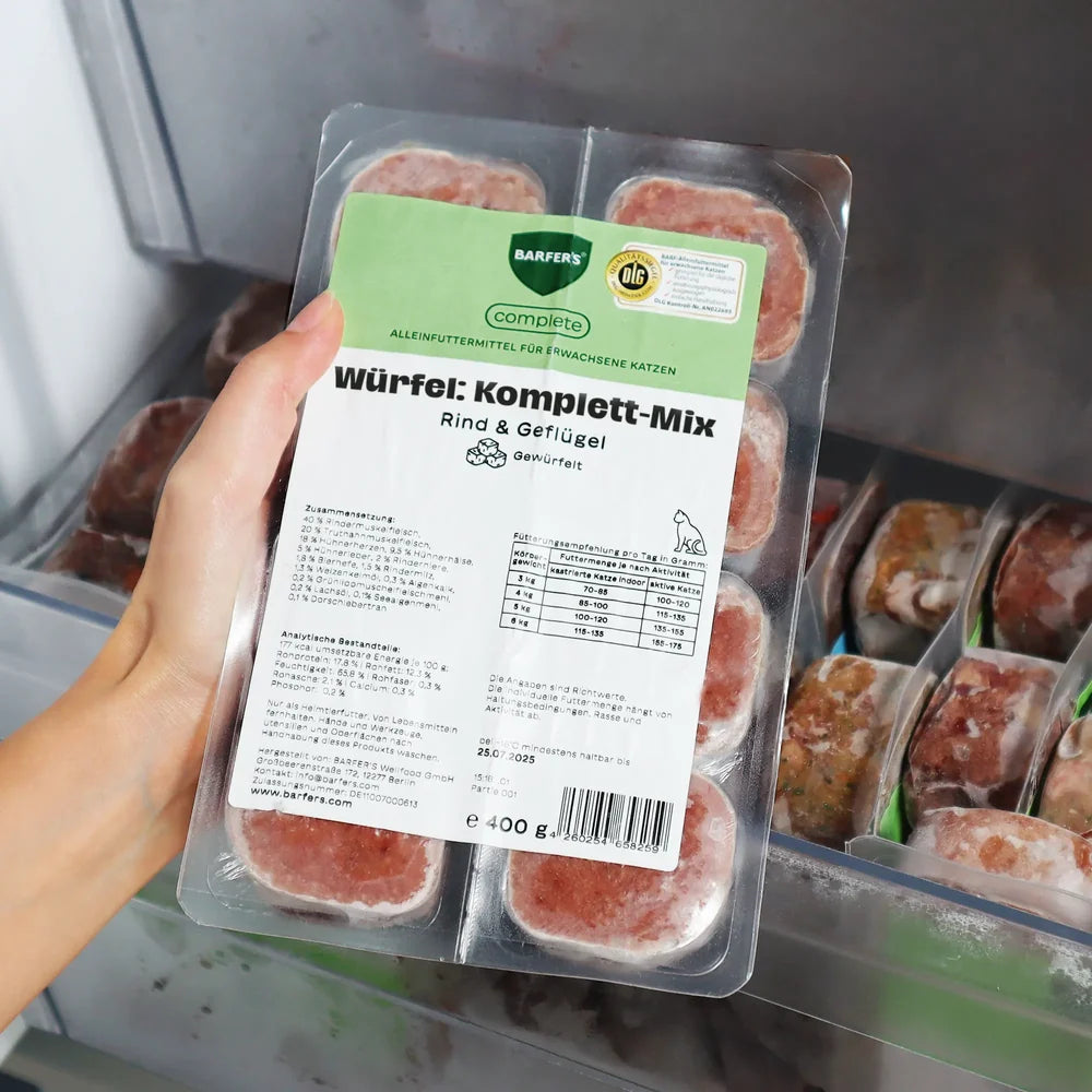 Würfel: Komplett-Mix Rind & Geflügel für Katzen