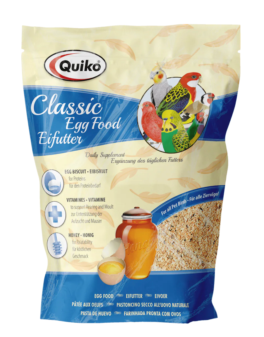 Quiko Classic Eifutter: Kraft und Aufzuchtfutter für alle Ziervögel
