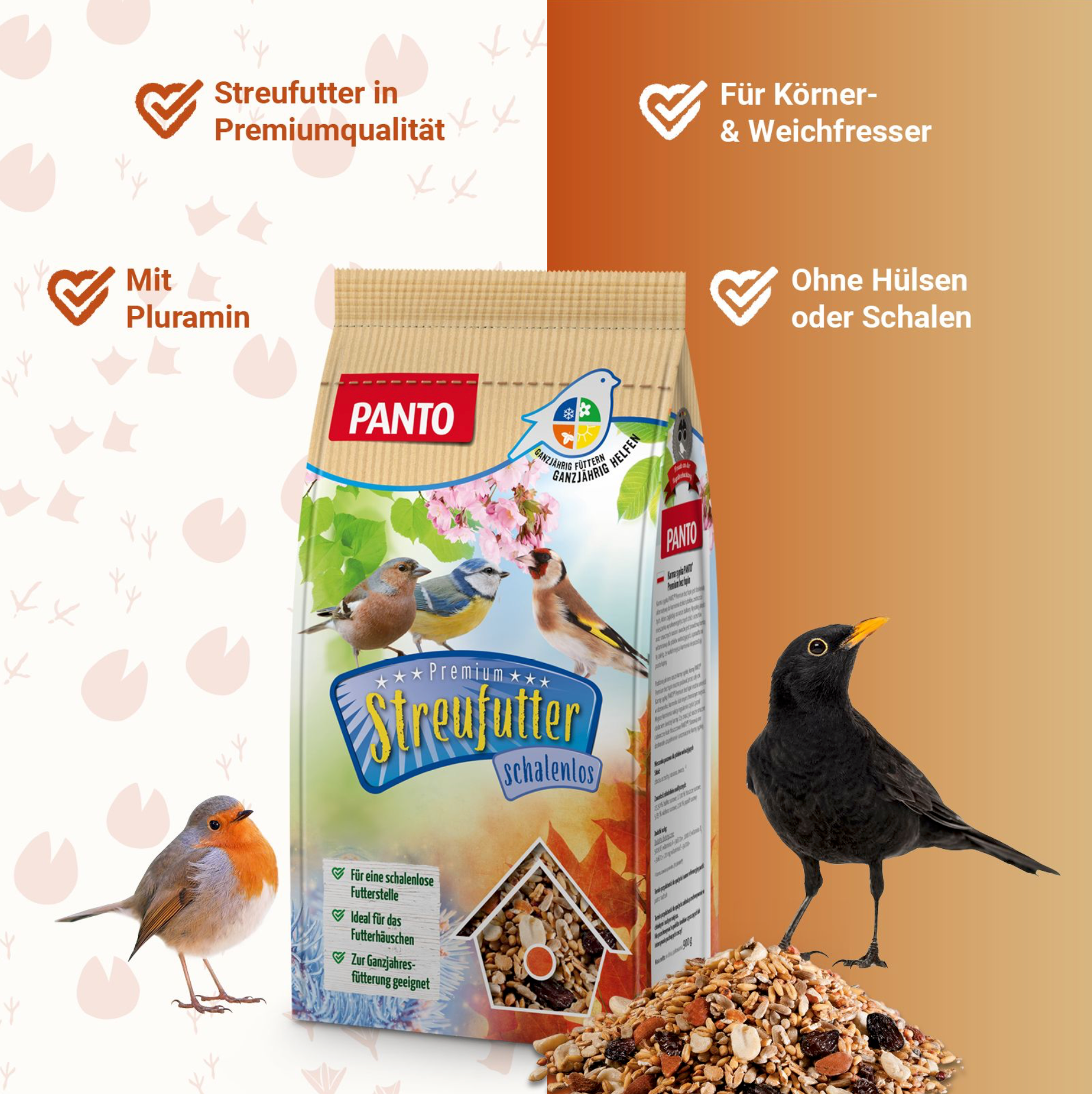 Premium Streufutter schalenlos – Sauberes Ganzjahresfutter