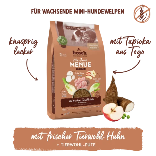 bosch HPC Menue Mini Junior mit Tierwohl-Huhn getreidefrei